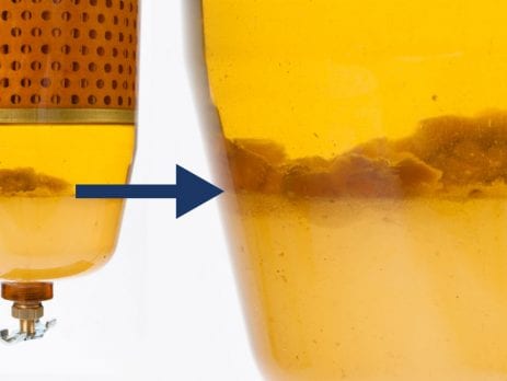 Diesel fuel filer full of diesel fuel growth, algae