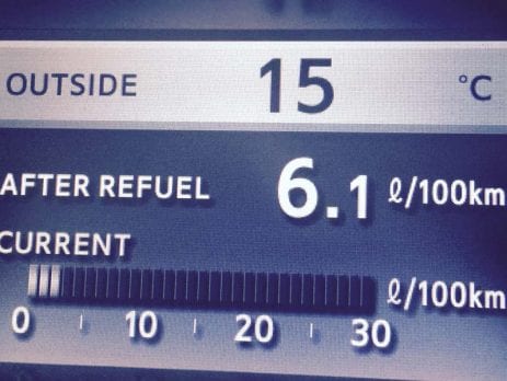 Toyota Prado displaying fuel economy